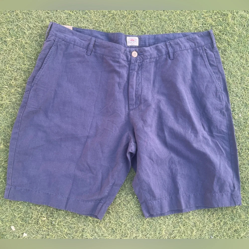Faherty Malibu Shorts Mens Lightweight Linen Blend Navy Chinos